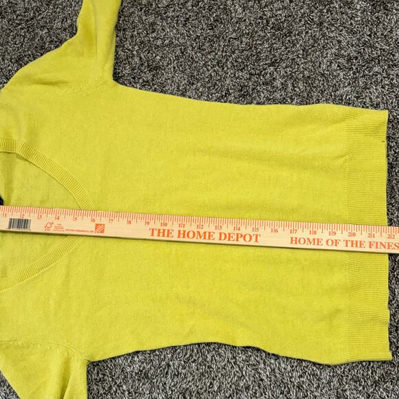BCBGMAXAZRIA Womens Cashmere Blend Long Sleeve Top XXS Chartreuse Preppy Vibrant - Picture 6 of 8